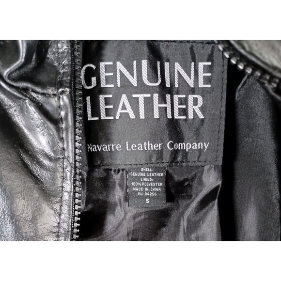 Giovanni Navarre Womens Black Leather Stone Design Zip Belt Jacket Size Small - Picture 3 of 8